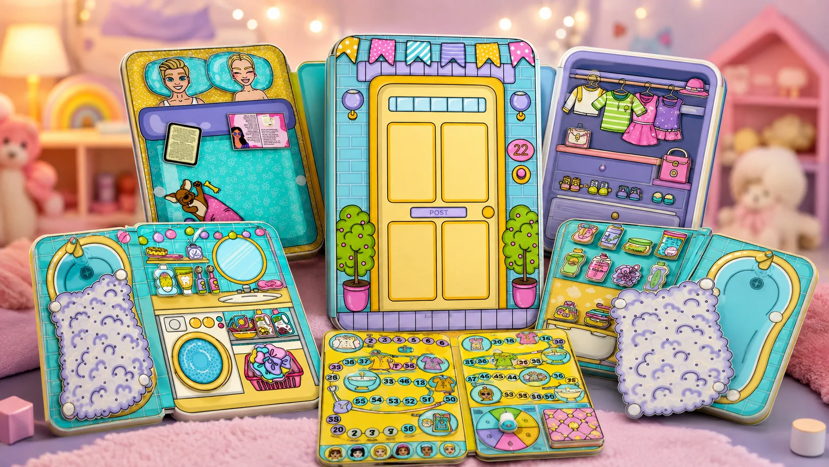 Todos os ambientes do Mini Mundo Casa dos Sonhos montados lado a lado